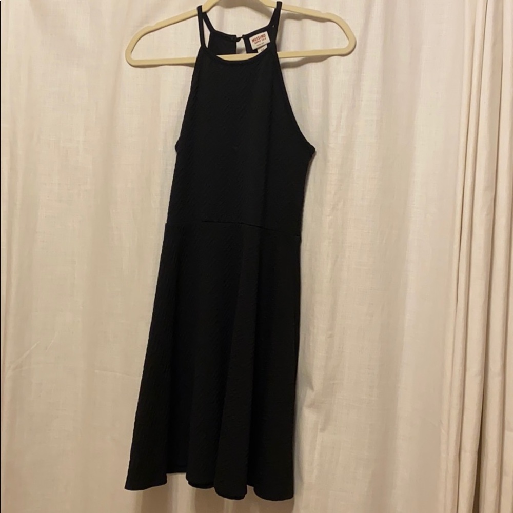 Black high neck a line dress